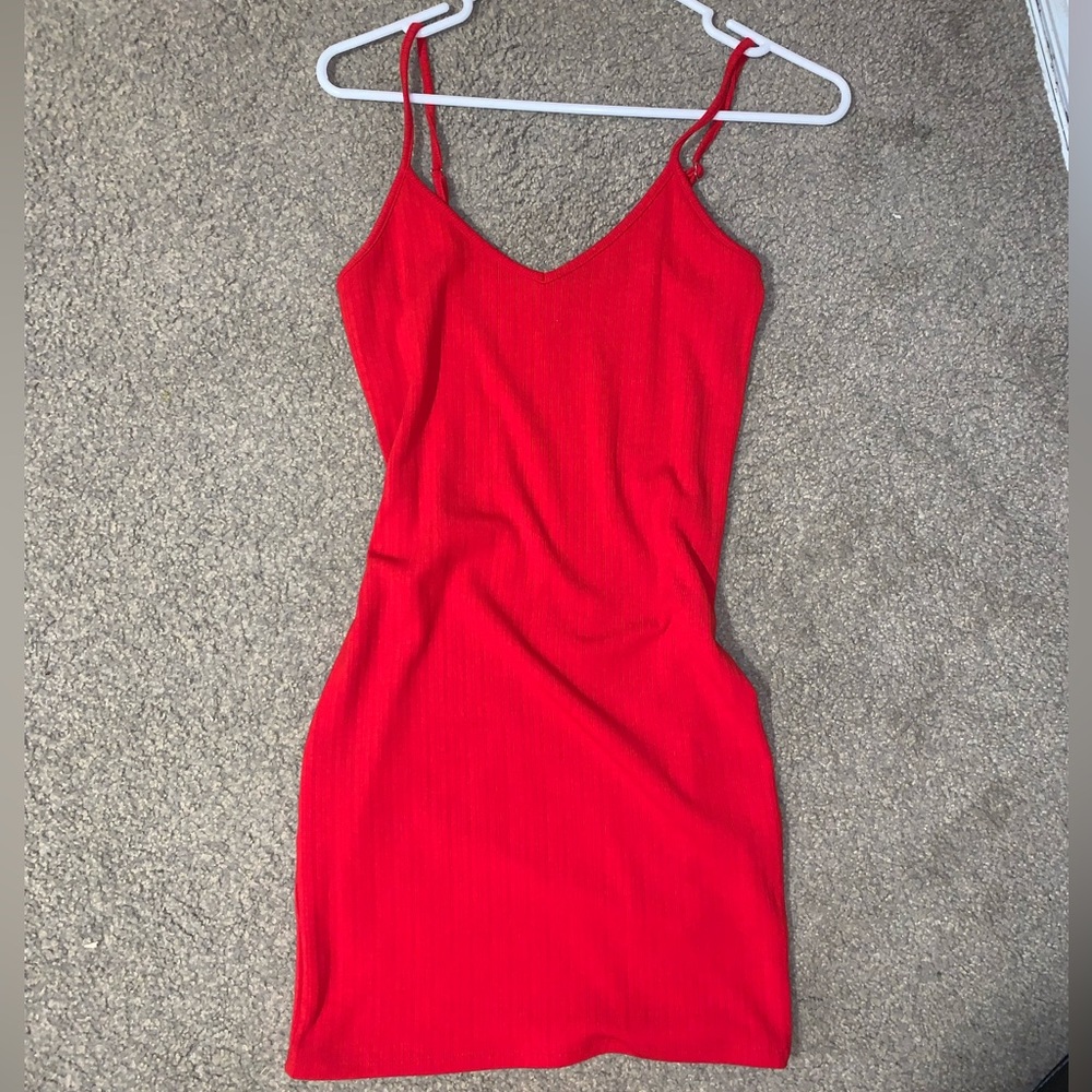 Red mini Bodycon strap dress